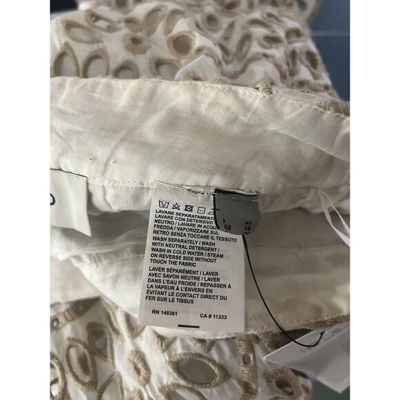 PINKO Size 6 White Tan Eyelet Embroidered Long Maxi Skirt Scalloped Hem - Picture 12 of 15